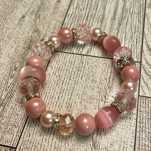 Pink and Silver Crystal Set of 2 gemstone, crystal, Gift, boxed gift, stretch - Picture 7 of 8